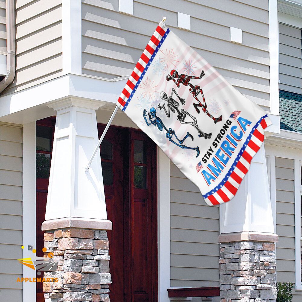 Unifinz Independence Day Flags Skull Dancing Stay Strong America 4th Of July Garden Flag 4th Of July House Flag 2022