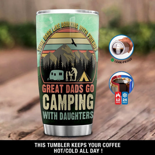 Unifinz Father Camping Tumbler Great Dads Go Camping With Daughters Tumbler Cup 20 oz Best Father's Day Gift 2022