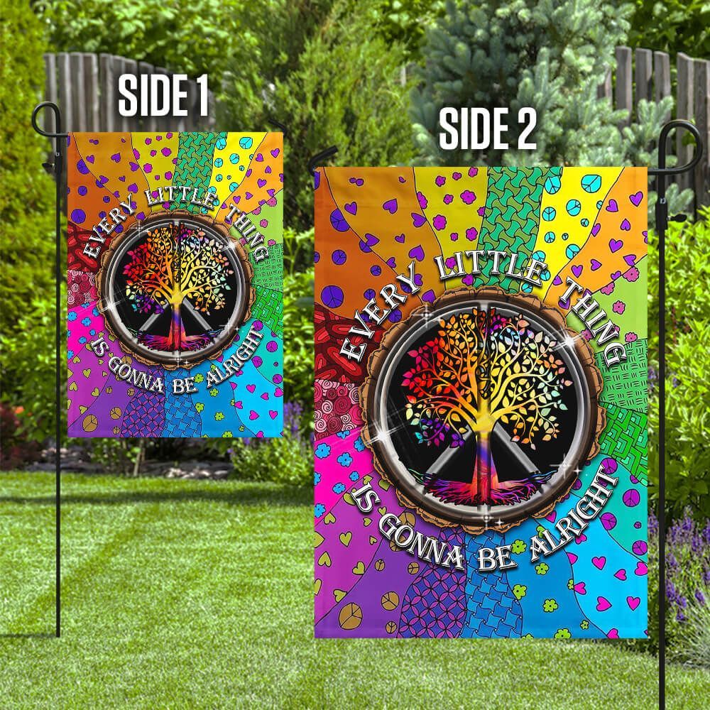  Hippie Garden Flag Every Little Thing Is Gonna Be Alright Tree Colorful House Flag