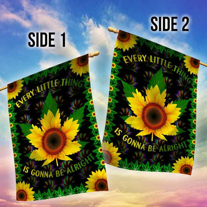  Hippie House Flag Every Little Thing Is Gonna Be Alright Weed Sunflower Garden Flag