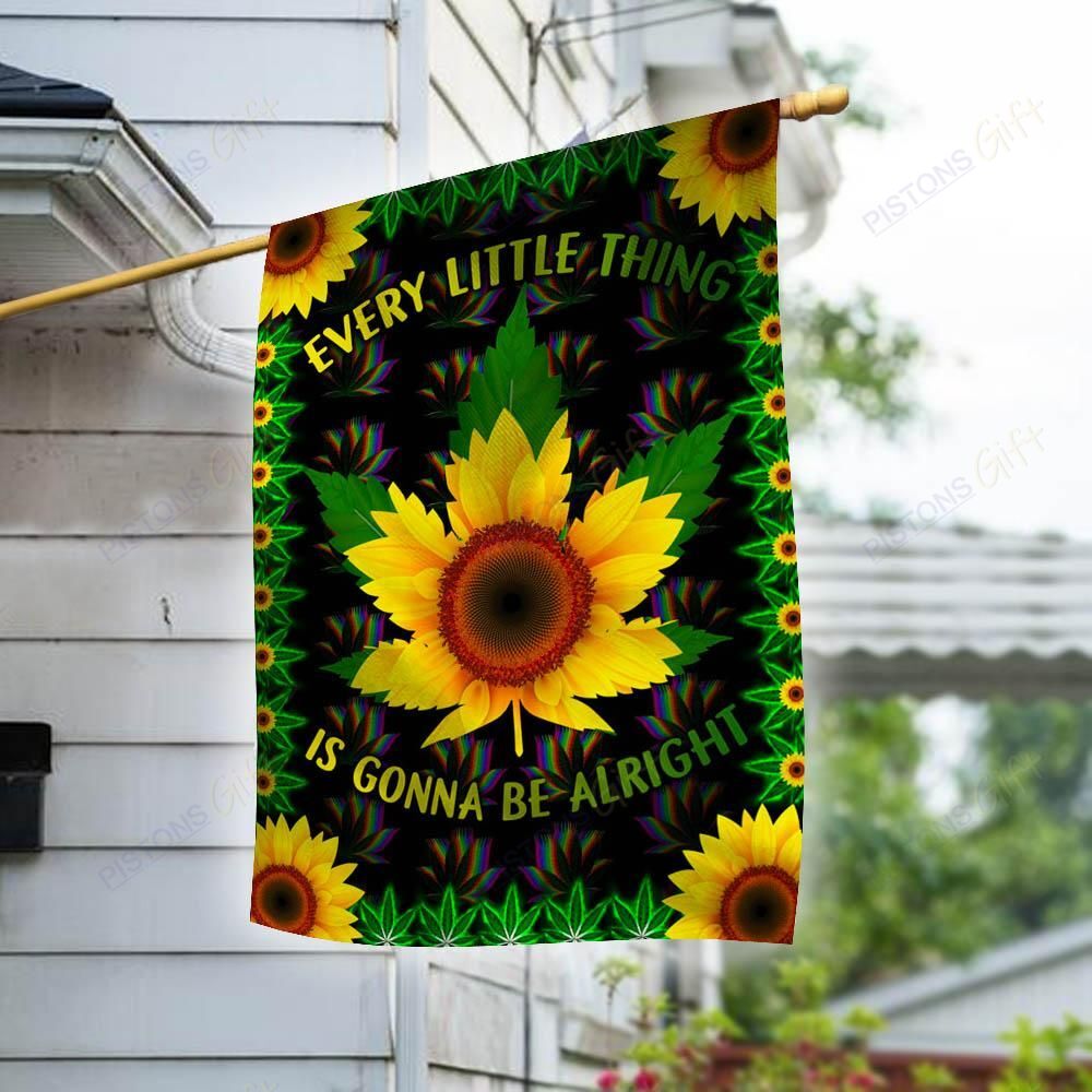  Hippie House Flag Every Little Thing Is Gonna Be Alright Weed Sunflower Garden Flag