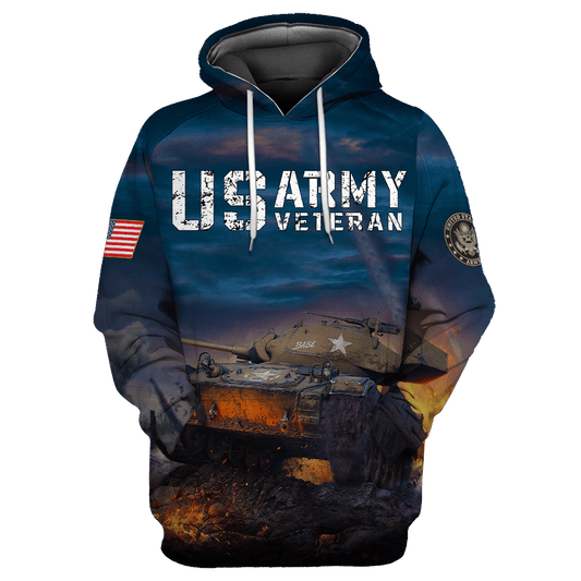 Unifinz Veteran Hoodie Us Army Veteran War Tank Blue Hoodie Veteran Apparel 2022