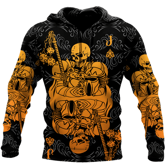  Japan Hoodie Japan Skull Samurai Poker Black Hoodie Adult Full Print