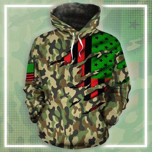 Unifinz Veteran Hoodie Green Army Camouflage Flag Veteran Hoodie Veteran Apparel 2022