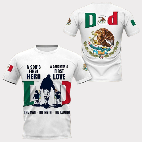 Unifinz Mexico Father Day T-shirt Dad The Man The Myth The Legend Mexican Emblem 3D T-shirt Mexico Father Day Apparel 2022