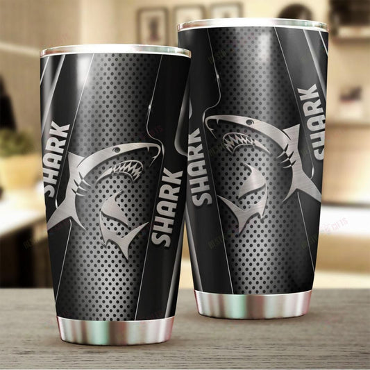  Shark Tumbler Cup 20 Oz Shark Metal Black White Tumler 20 Oz Travel Mug