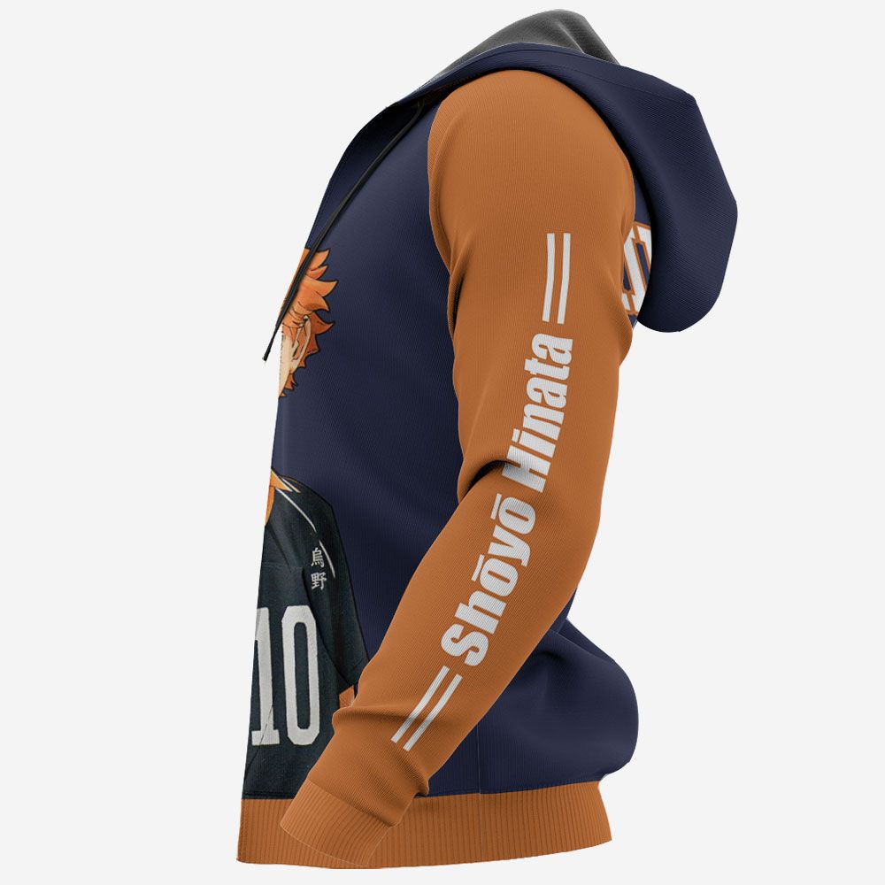  Haikyuu Hoodie Karasuno Shoyo Hinata Number 10 Orange Blue Hoodie Anime Hoodie Adult Colorful Full Print