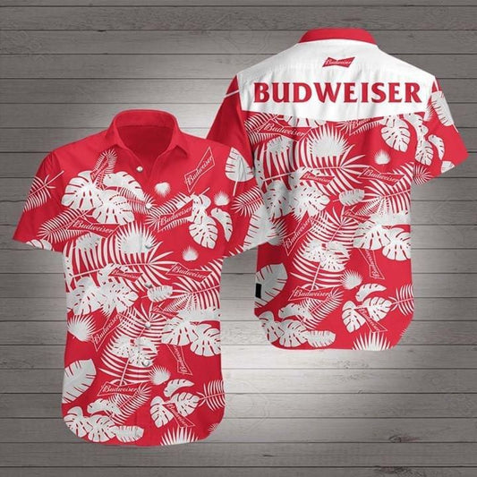  Beer Hawaii Shirt Budweiser Logo Tropical Red White