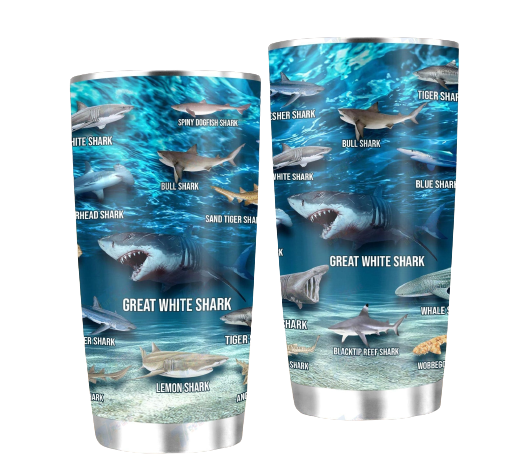 Unifinz Shark Tumbler 20 Oz Types Of Shark Great White Shark Leon Shark Tumbler Cup 20 Oz Shark Week Tumbler 2023