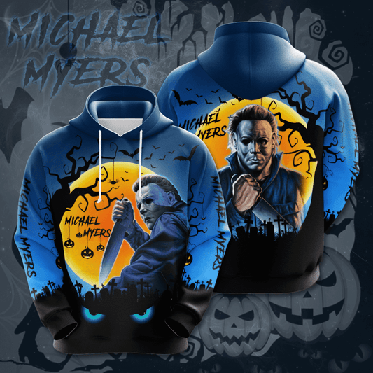 Halloween Hoodie Horror Hoodie Michael Myers Halloween Night Blue Hoodie Michael Myers Hoodie