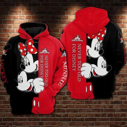 DN Hoodie MM Hoodie Minnie And MM Never Too Old For DN Black Red Hoodie