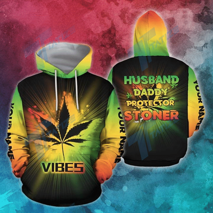 Unifinz Father Day Shirt Vibes Husband Daddy Protector Smoker Green Yellow T-shirt Father Day Hoodie 2022