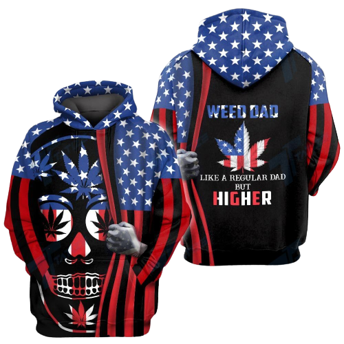 Unifinz Father Day T-shirt Dad Like A Regular Dad But Higher Skull American Flag T-shirt Father Day Hoodie 2022