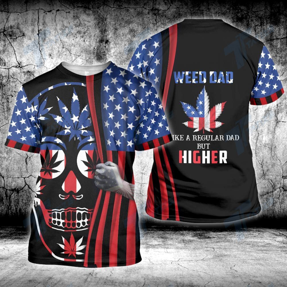 Unifinz Father Day T-shirt Dad Like A Regular Dad But Higher Skull American Flag T-shirt Father Day Hoodie 2022