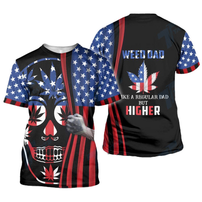 Unifinz Father Day T-shirt Dad Like A Regular Dad But Higher Skull American Flag T-shirt Father Day Hoodie 2022