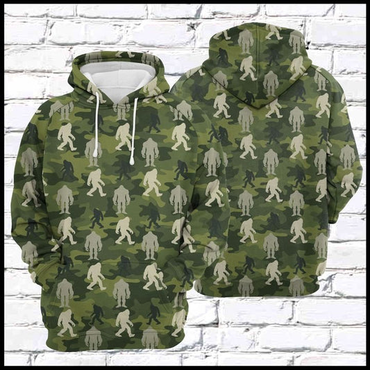 Unifinz Bigfoot Hoodie Bigfoot White Green Grey Camo Pattern Hoodie Apparel Men Women Adult Full Print 2022