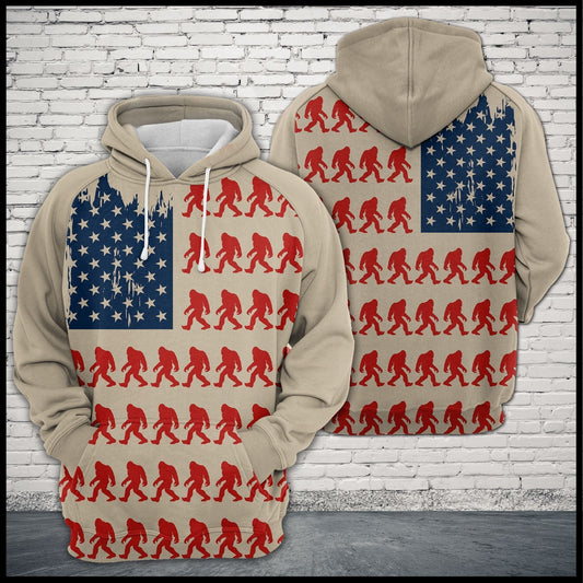 Unifinz Bigfoot Hoodie Bigfoot American Flag Red Blue Hoodie Apparel Men Women Adult Full Print 2022