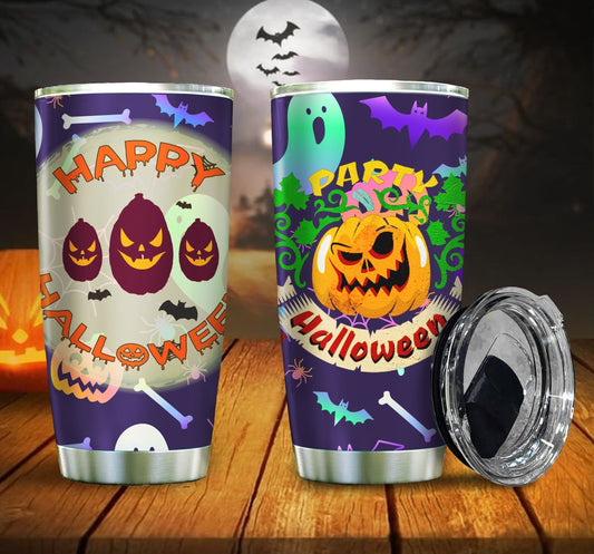 Halloween Tumbler Cup 20 Oz Pumpkin Party Happy Halloween Blue Tumbler 20 Oz