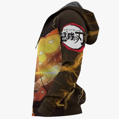 Unifinz Demon Slayer Hoodie Zenitsu Agatsuma Thunder Brown Hoodie Demon Slayer Apparel 2022