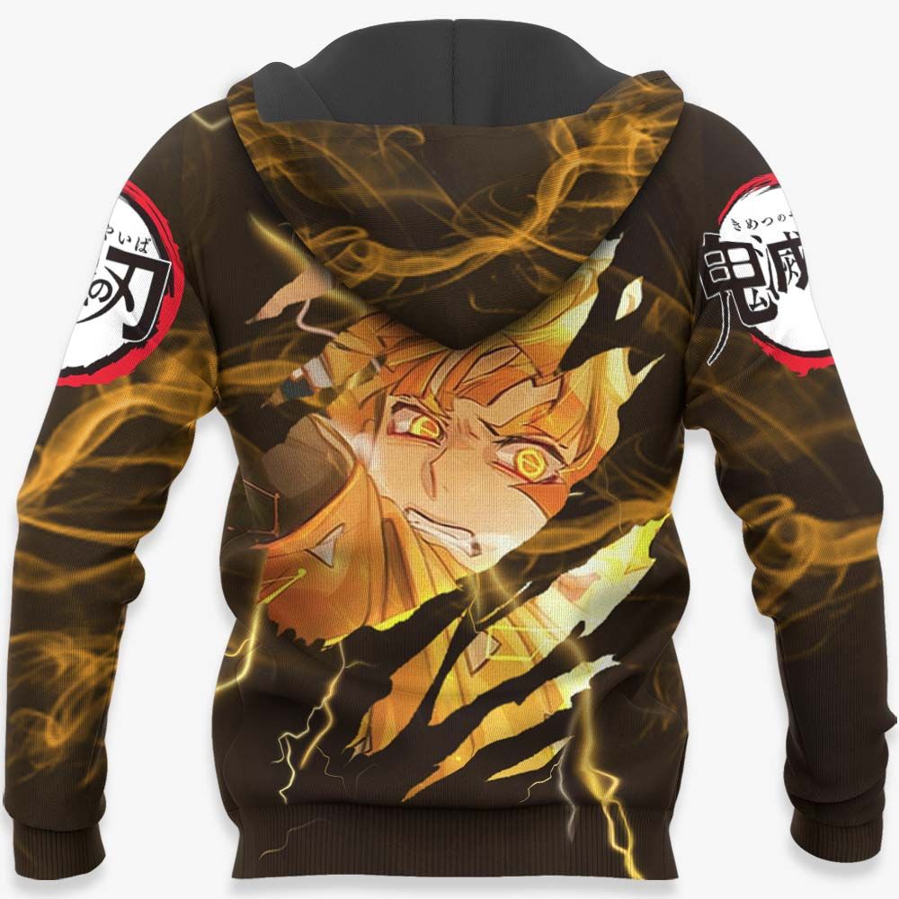 Unifinz Demon Slayer Hoodie Zenitsu Agatsuma Thunder Brown Hoodie Demon Slayer Apparel 2022