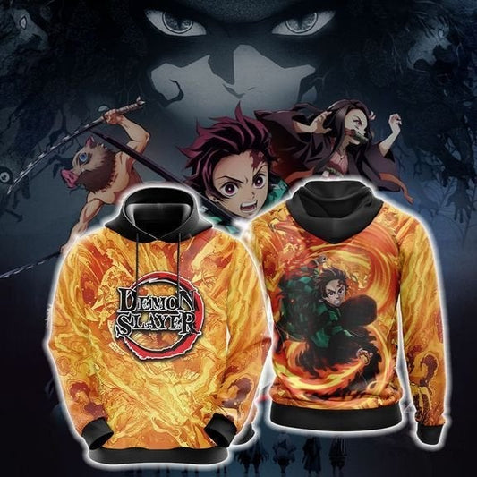 Demon Slayer T-shirt Tanjirou Kamado Sun Breathing Fighting Fire Hoodie Demon Slayer Hoodie