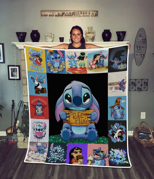 DN Blanket Stitch Blanket Free Hugs Cute Face Stitch Moments Blanket