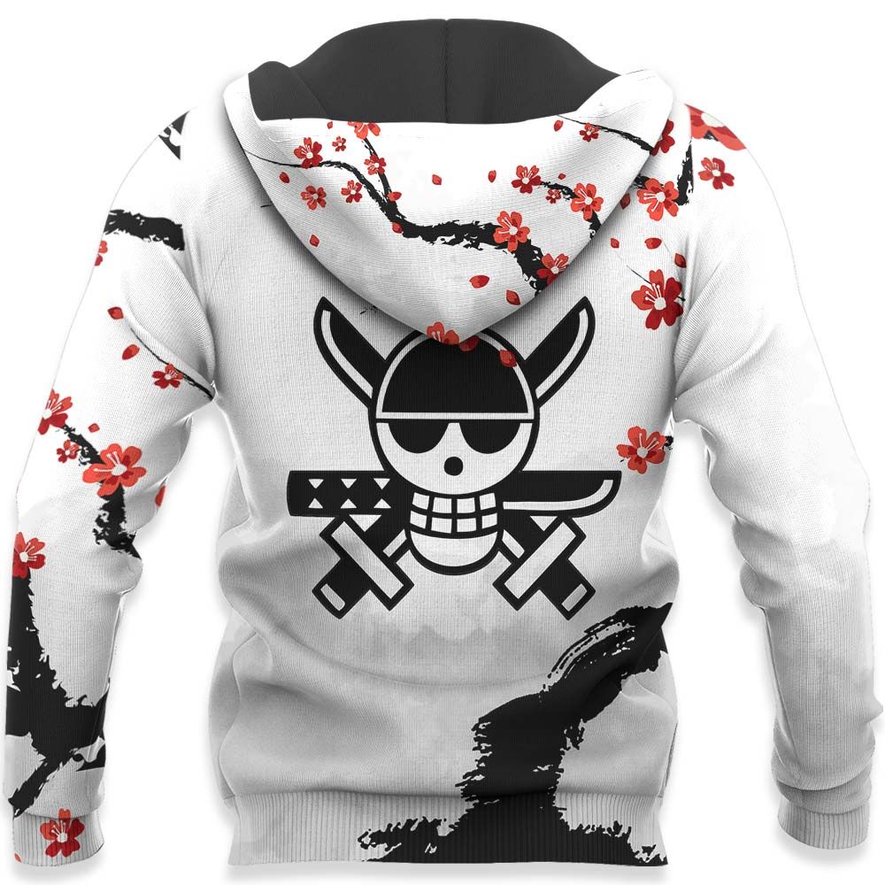  One Piece Hoodie Roronoa Zoro Pirate-Emblem Roronoa Zoro Japanese Style Black White Hoodie Adult Full Print