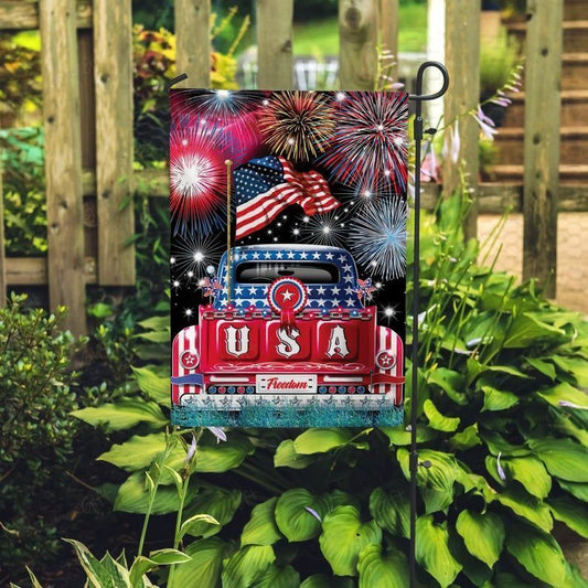 Unifinz Independence Day Flags American Flag Truck USA Freedom Fireworks Garden Flag 4th Of July House Flag 2022