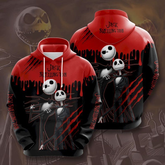  Nightmare Before Christmas Hoodie Jack Skellington Claw Scratch Red Black Hoodie Adult Full Size