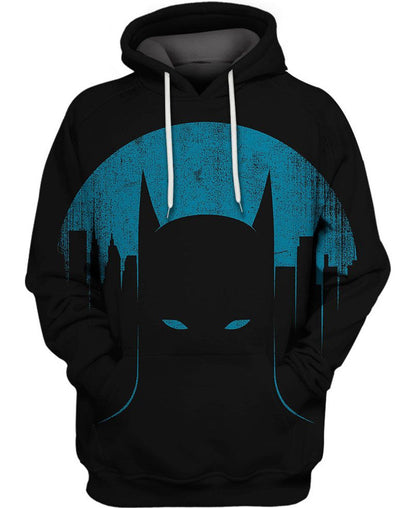 Batman Hoodie DC Batman The Gotham City Silhouette Hoodie Black Blue Unisex