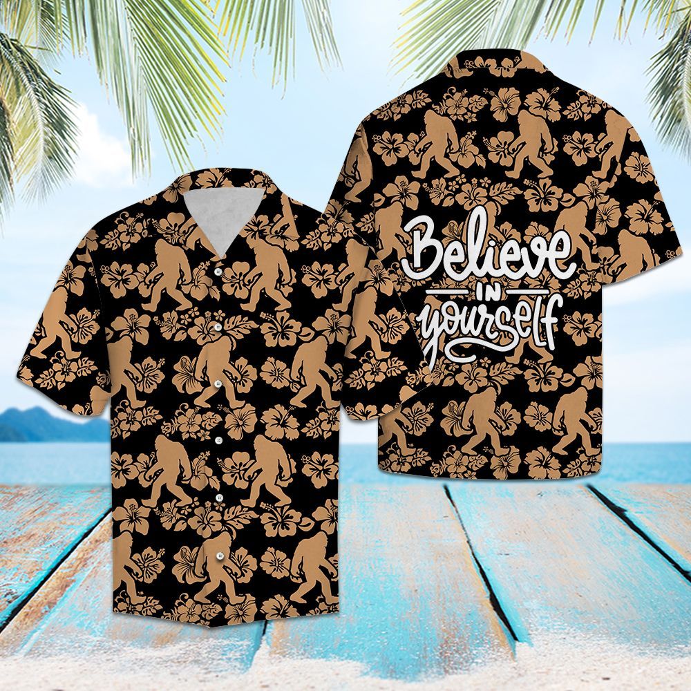 Unifinz Bigfoot Hawaiian Shirt Believe In Yourself Hawaii Aloha Shirt 2022