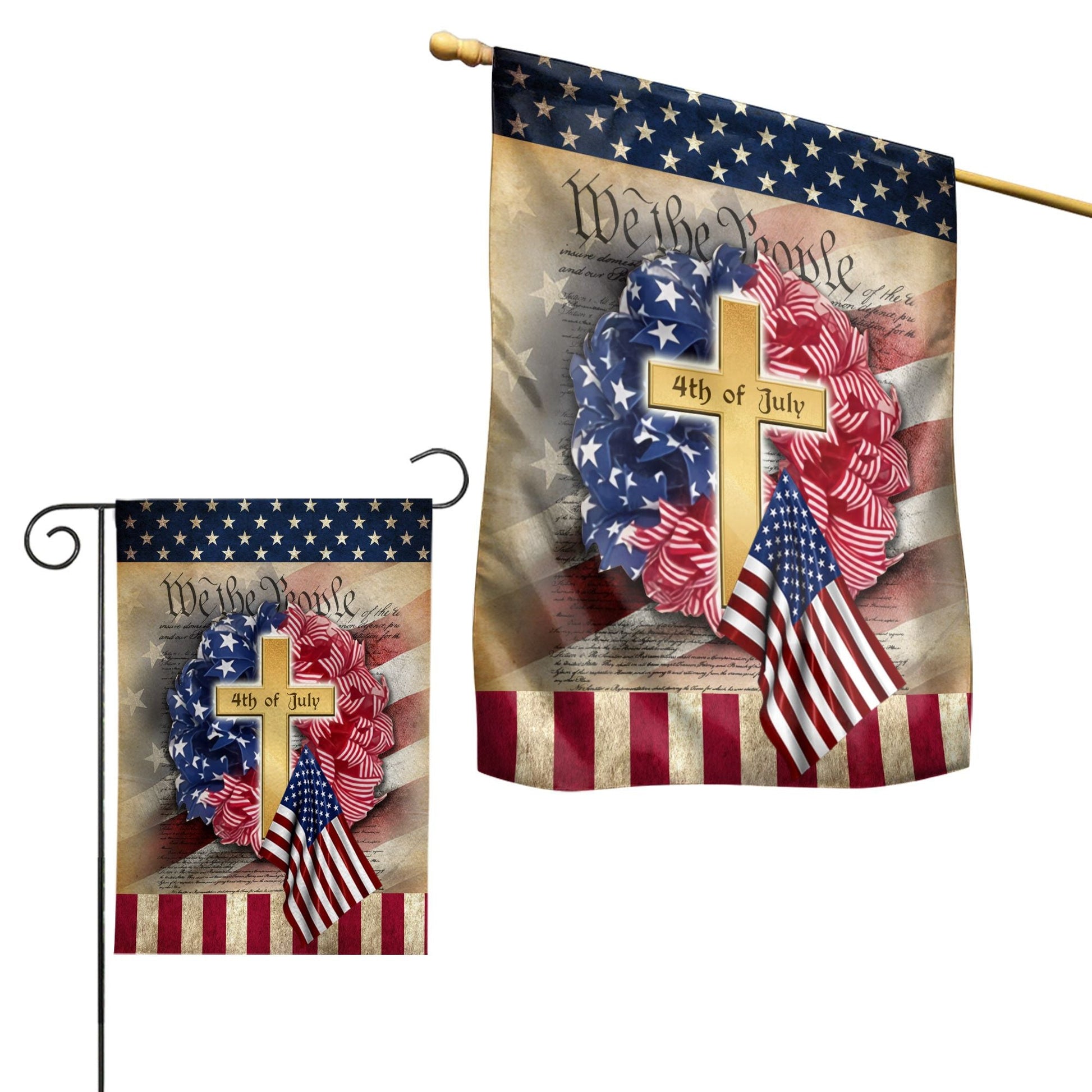 Unifinz Independence Day Flags Jesus Cross American Independence Day 4th Of July Garden Flag 4th Of July House Flag 2022