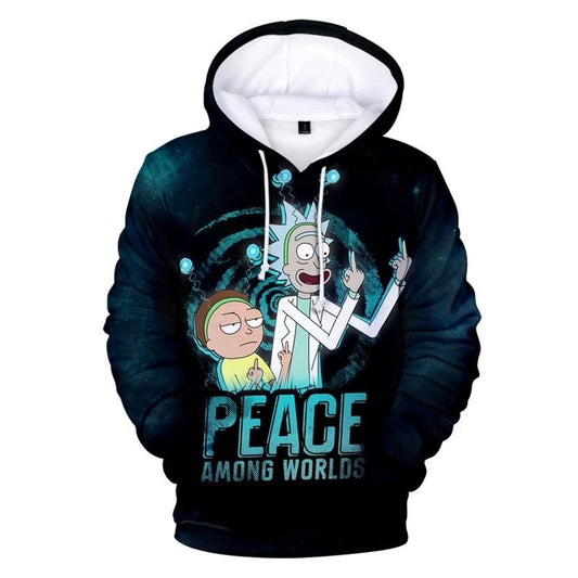  Rick And Morty Hoodie Peace Among World Black Hoodie Apparel Adult Full Print