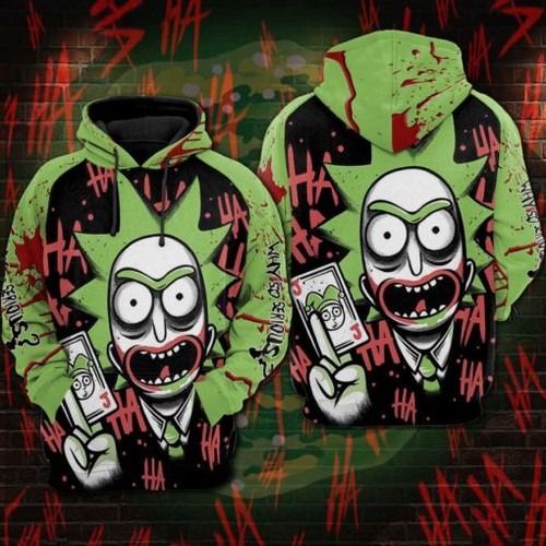  Rick And Morty Hoodie Joker Rick Why So Serious Green Black Hoodie Apparel Adult Unisex Full Size
