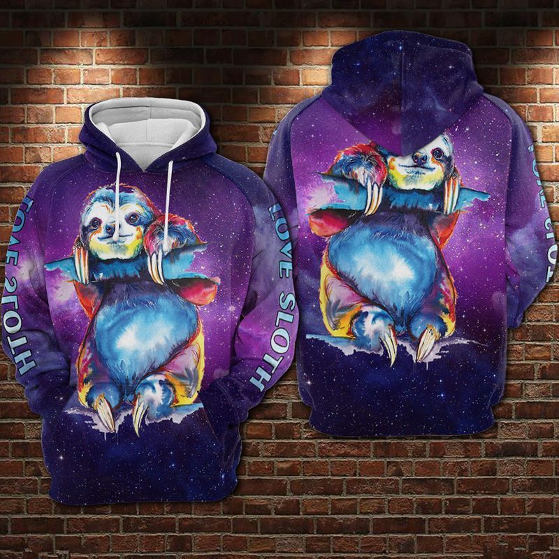  Sloth T-shirt Galaxy Purple Sloth T-shirt Sloth Lover Hoodie Adult Full Print