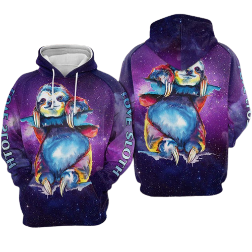  Sloth T-shirt Galaxy Purple Sloth T-shirt Sloth Lover Hoodie Adult Full Print