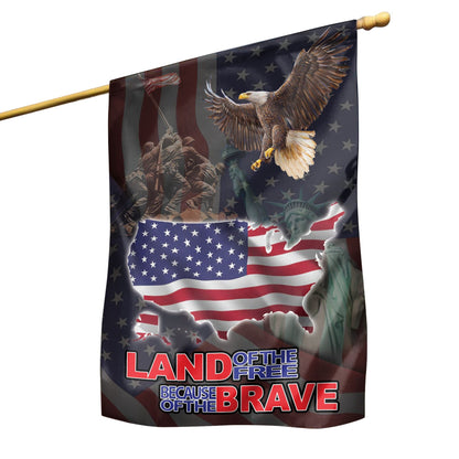 Unifinz Independence Day Flags Land Of The Free Because Of The Brave Eagle Veteran Flags 4th Of July Garden Flag 4th Of July House Flag 2022