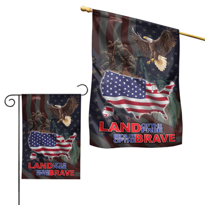 Unifinz Independence Day Flags Land Of The Free Because Of The Brave Eagle Veteran Flags 4th Of July Garden Flag 4th Of July House Flag 2022