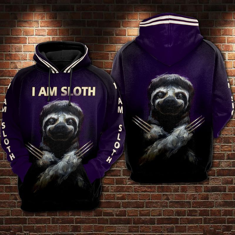  Sloth T-shirt I Am Sloth Claws Sloth Purple T-shirt Sloth Lover Hoodie Adult Full Print