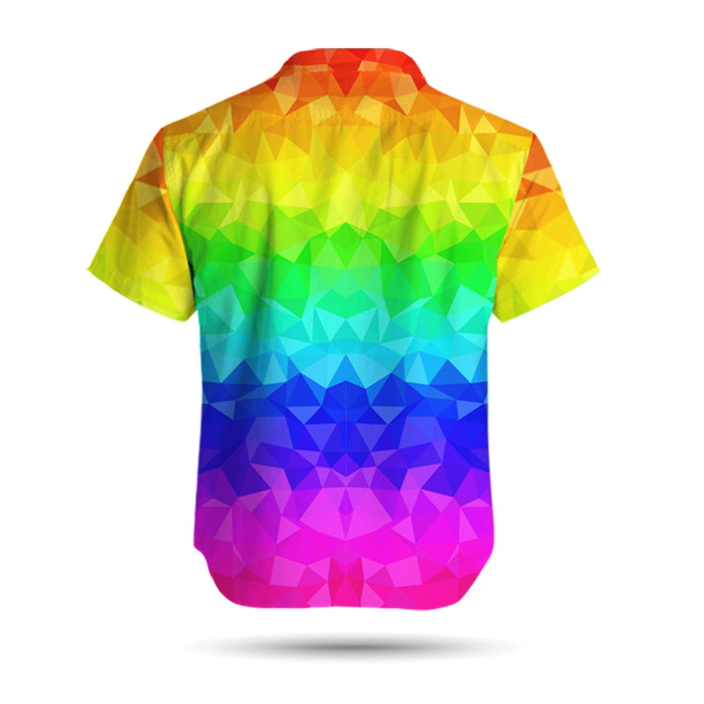 Unifinz LGBT Pride Hawaiian Shirt Rainbow Polygonal American Flag Inside Hawaii Shirt LGBT Aloha Shirt 2022