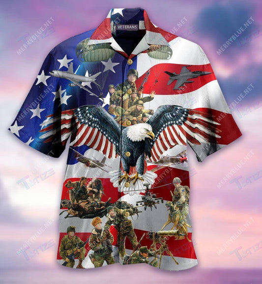 Unifinz Veteran Hawaiian Shirt Veteran Independence Day 4th Of July Hawaii Aloha Shirt 2022