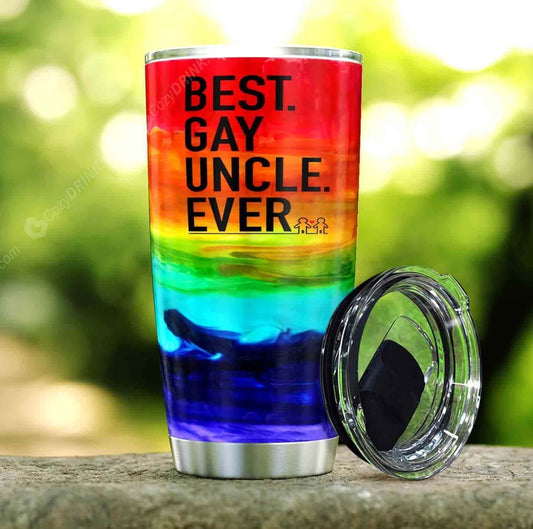 Unifinz LGBT Pride Tumbler Cup 20 oz Best Gay Uncle Ever Rainbow Tumbler LGBT Travel Cup2022