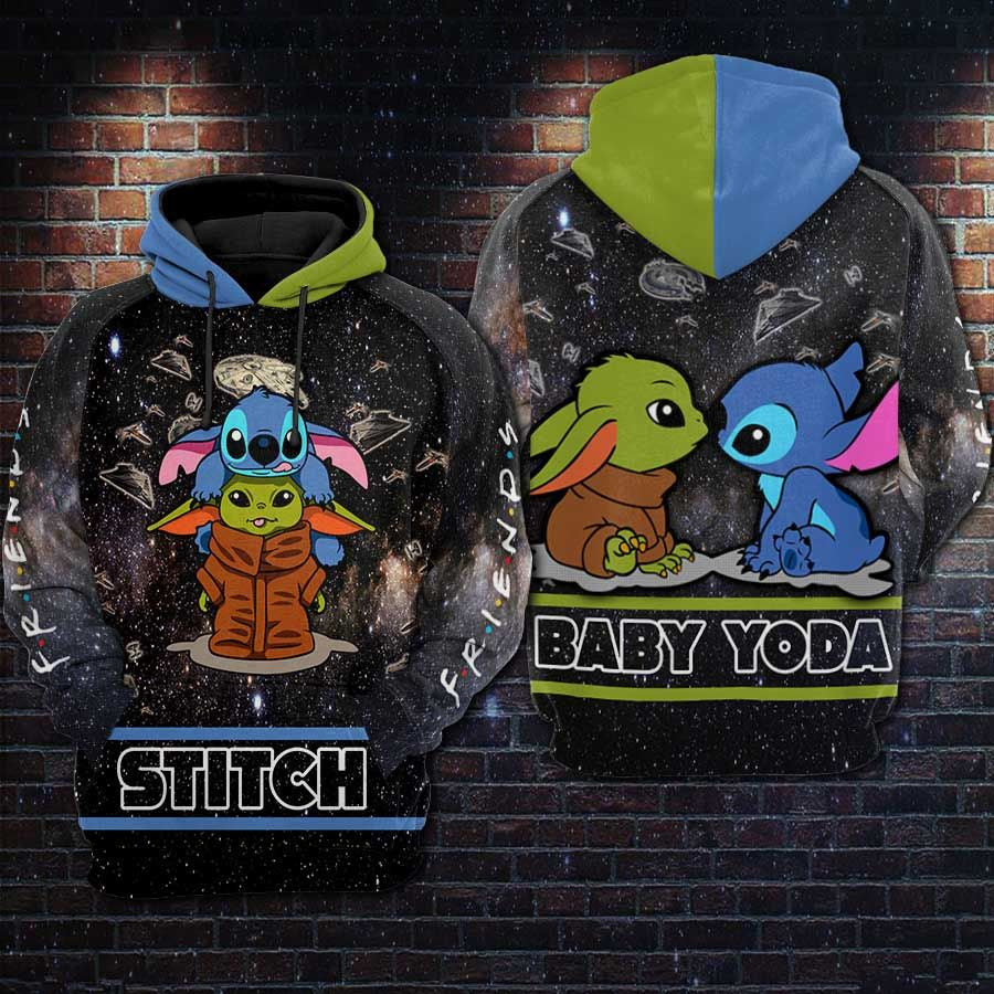 DN Hoodie DN Crossover SW Stitch Baby Yoda Black Blue Green Hoodie