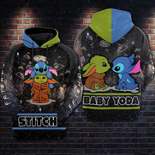 DN Hoodie DN Crossover SW Stitch Baby Yoda Black Blue Green Hoodie