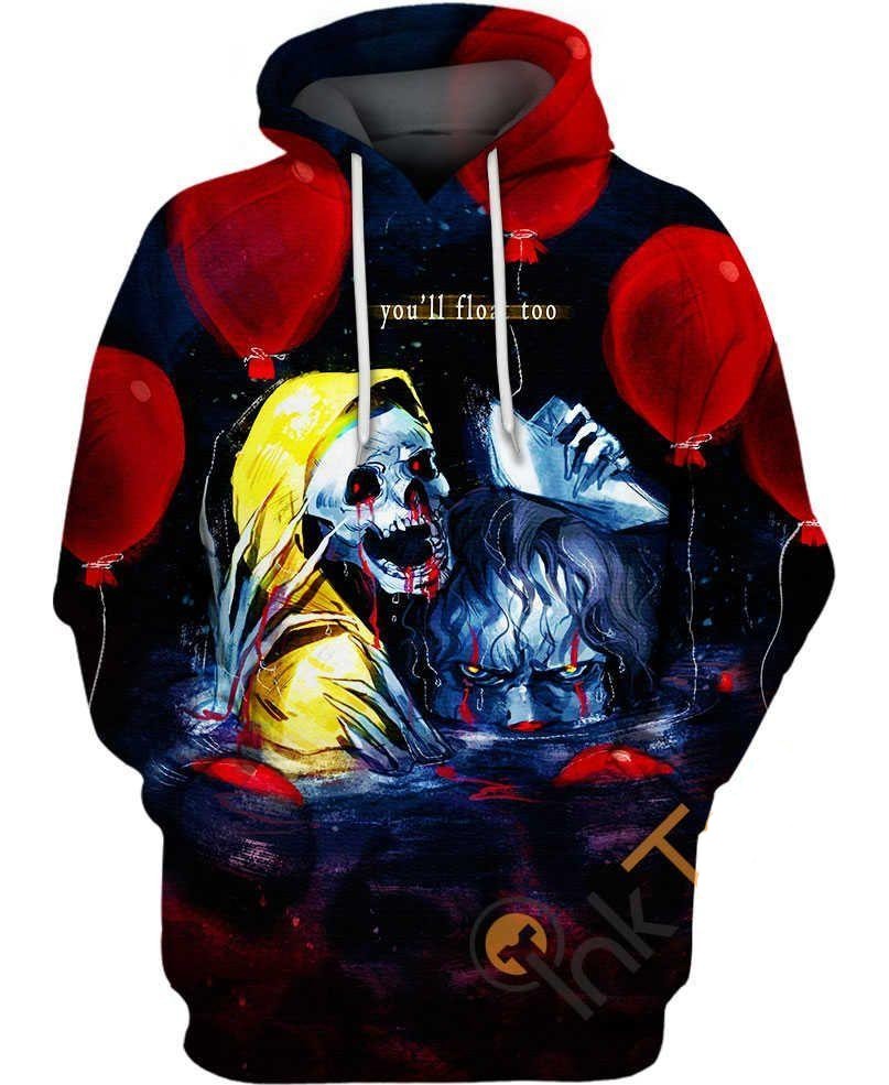 Halloween Hoodie Pennywise Hoodie You'll Float Too Hoodie Horror Hoodie