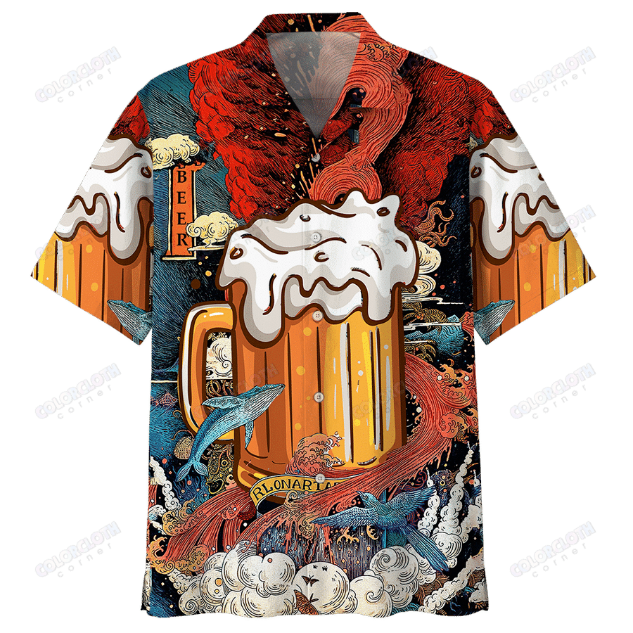  Beer Hawaii Shirt Beer Cup In Ocean Red Blue