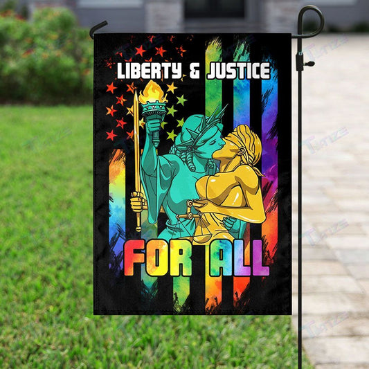 Unifinz LGBT Lesbian Pride House Flag Liberty And Justice For All Lesbian Flags LGBT Garden Flag 2022