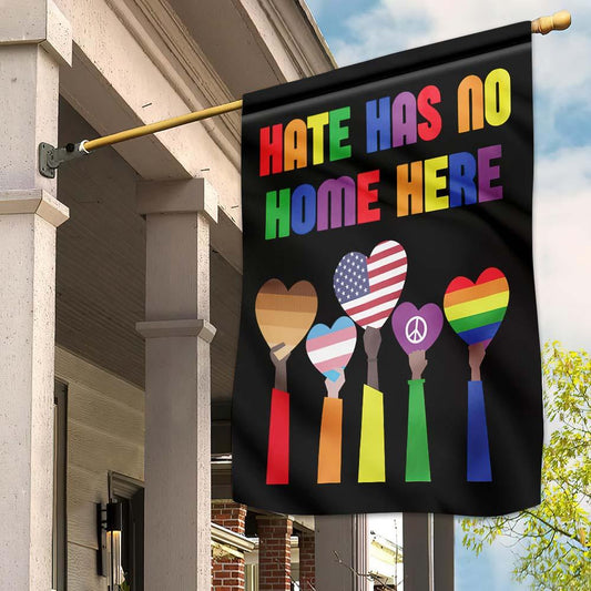 Unifinz LGBT Melanin Flag Hate Has No Home Here Heart Black Garden Flag LGBT Garden Flag LGBT House Flag 2022