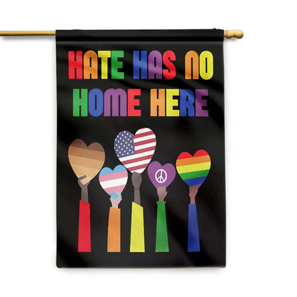 Unifinz LGBT Melanin Flag Hate Has No Home Here Heart Black Garden Flag LGBT Garden Flag LGBT House Flag 2022