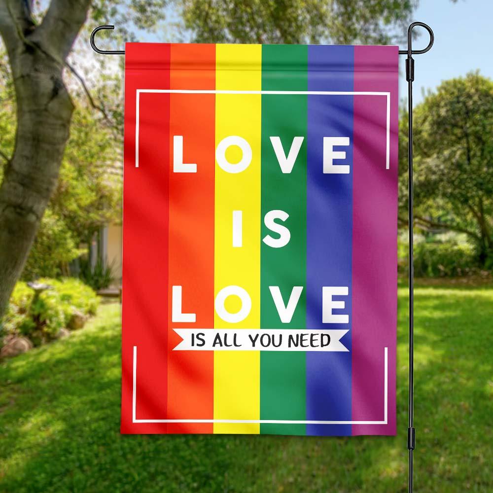 Unifinz LGBT Pride Garden Flag Love Is All You Need Rainbow Color House Flag LGBT House Flag Pride Month Gift 2022